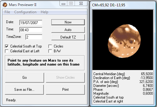 Mars Previewer II – Wmars 1.0 – Mars 24 – A S T R O L A B O – Origin